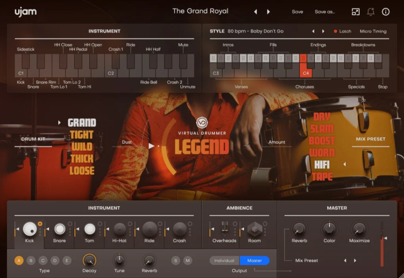 70年代经典美学鼓！UJAM Virtual Drummer LEGEND v2.4.0 WIN版 | 声音猎手